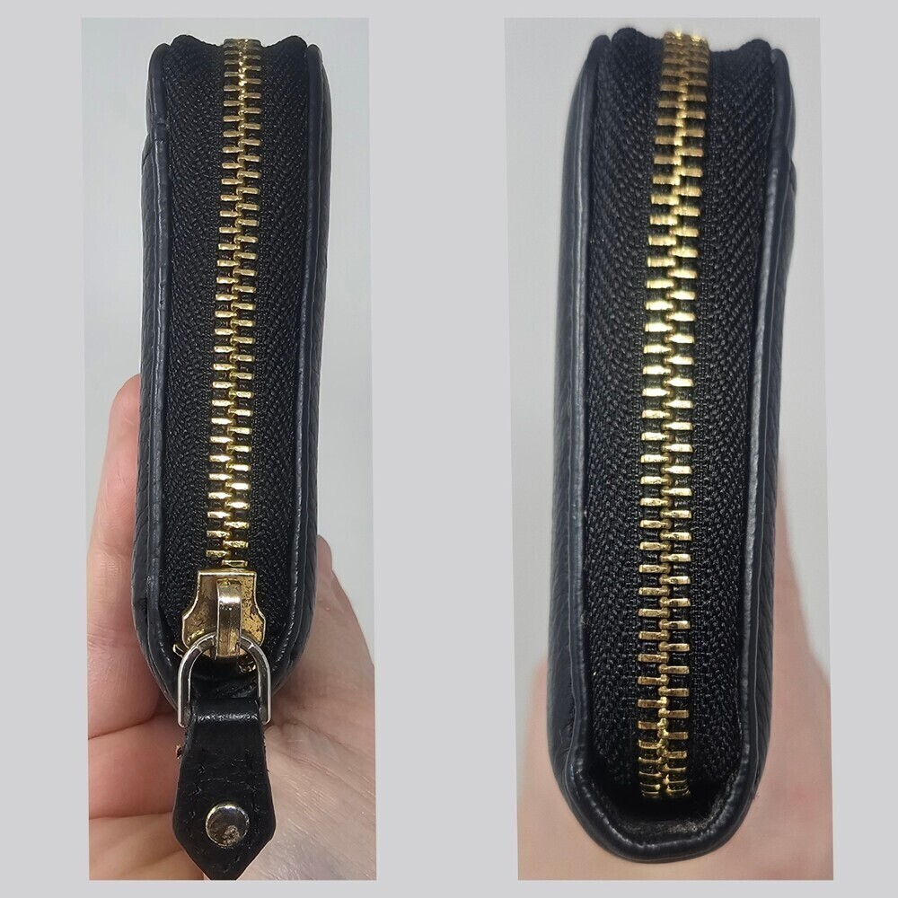 Lodis Black Pebbled Leather Zip Around Clutch Organizer Wallet Credit Card - Picture 3 of 10
